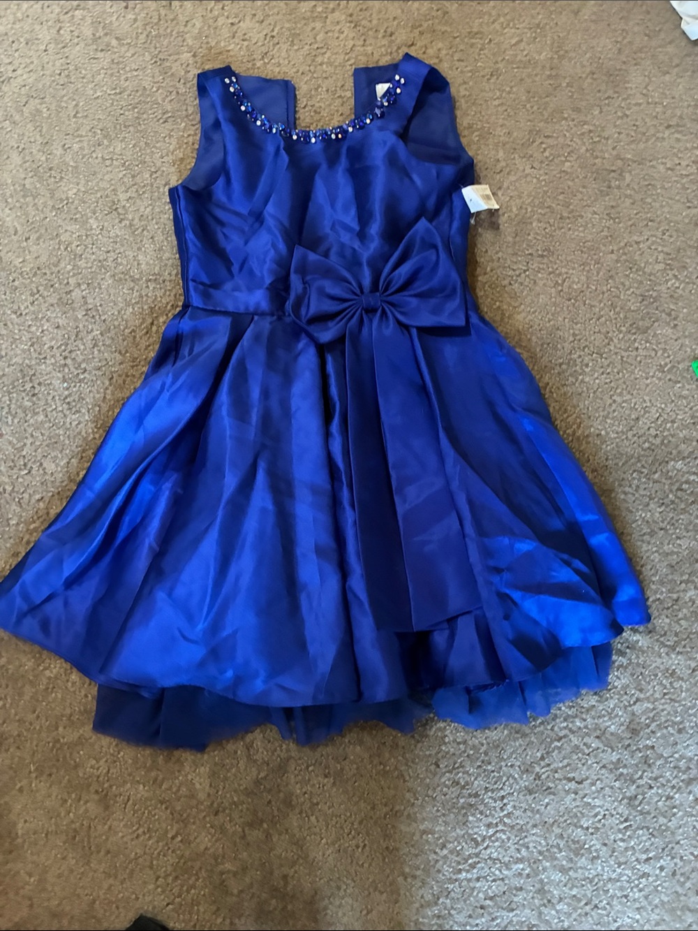 Rare Editions Royal Blue Jewel-Trim Bow Party Dress